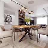 Großer Esstisch Tischgestell SPIDER 180x80x75h cm - 32 mm dicke Tischplatte – Artisan Eiche - Schwarz