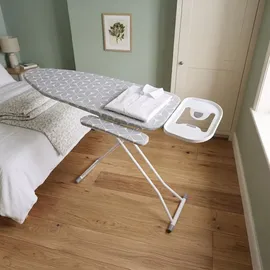 Relaxdays Bügelbrett mit Ärmelbrett, Weiß,Grau