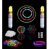 Relaxdays Knicklichter, 200 Stück, mit Verbindern für Armreifen & Bälle, 7 Farben, Neon Leuchtstäbe Party Set, bunt