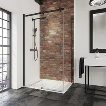 Schulte Schiebetür mit Seitenwand Alexa Style 2.0 120 x 80 cm mattschwarz