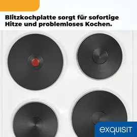 Exquisit Standherd, Standherd 50 cm Breite, Massekochfeld, einfach zu bedienen, 48 l Garraum, Elektro-Standherd 50 cm, EH9-3-090 weiss | Energieeffizienzklasse A Elektro Versiegelte Platte Weiß