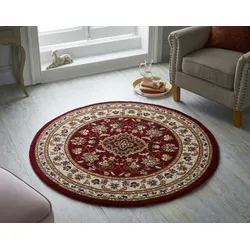 Kadima Design Traditioneller Teppich in Trendfarben `Glazert` . Farbe: Rot, 133x133 cm