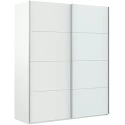 Dmora Garderobe Ponce, Schlafzimmer Kleiderschrank mit 2 Schiebetüren, Schrank mit Kleiderstange und 2 Einlegeböden, 150x60h200 cm, Weiß