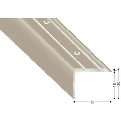 Alu-Winkelprofile, gebohrt - Edelstahloptik , 20 mm