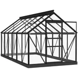 vidaXL Glas Gewächshaus Anthrazit 155x298x191 cm Aluminium