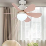 Umikk Schlafzimmer LED Deckenventilator mit Beleuchtung und Fernbedienung,Abnehmbarer Deckenventilator,3 Modi LED-Deckenventilator mit Lampe Kleiner Deckenventilator (40W rosa (mit Fernbedienung))