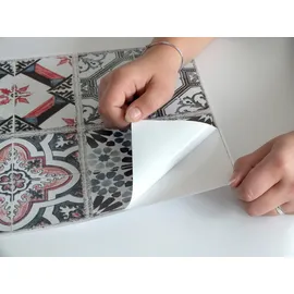 Queence Fliesenaufkleber QUEENCE "Muster", grau, B:15cm H:15cm T:0,1cm, Fliesenaufkleber, Stickerfliesen, selbstklebend, Sticker, 12er Set