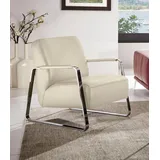 W.Schillig Cocktailsessel »quadroo Designsessel, Loungesessel«, mit bezogenen Armlehnen, Gestell in Chrom glänzend beige