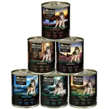 Dehner Wild Nature Hundefutter Probier-Set, Nassfutter getreidefrei / zuckerfrei, für ausgewachsene Hunde, Ente / Pferd / Wild / Kaninchen, 6 x 800 g Dose (4.8 kg)