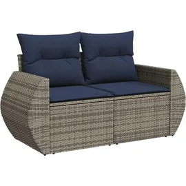 vidaXL Gartensofa-Set mit Kissen, grau, Polyrattan
