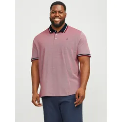 Poloshirt "Paulus Polo", Herren, Gr. 6XL, rot, Piqué, Obermaterial: 100% Baumwolle, JACK & JONES PLUSSIZE, meliert, normal normal, gerader Abschluss kontrastfarben, Shirts, bis Größe 6XL