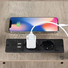 luxuskollektion Beistelltisch mit Ladestation und USB-Anschluss, Steckdose