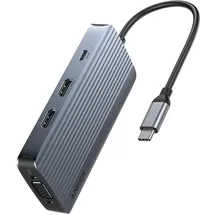 Anker USB-C Hub, 3 x USB-A 3.0 - 2 x USB-C - 2 x HDMI - 1 x VGA, Grey (USB-C, 8 Ports), Dockingstation + USB Hub, Grau