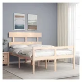 furnicato Bett Seniorenbett aus massivem Kiefernholz 195,5x145,5x81 cm natur (1-tlg) braun 145.5 cm x 195.5 cm x 81 cm