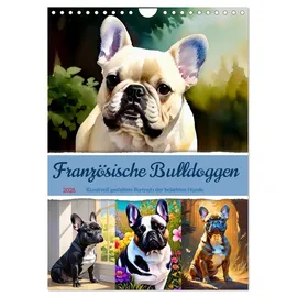 Calvendo Französische Bulldoggen. Kunstvoll gestaltete Portraits (Wandkalender 2026 DIN A4 hoch), CALVENDO Monatskalender: