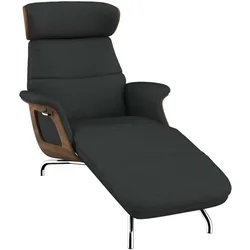 Loungesessel FLEXLUX "Clement Chaislongue, Relaxstuhl, Liegesessel", grau (dervit grau), B:81cm H:102cm T:152cm, 100% Polyester, Sessel, Rücken- & Kopfteilverstellung, Armlehne, Walnuss, Fuß Alu