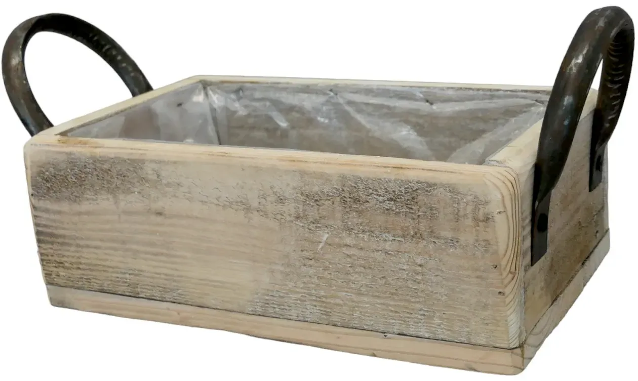 Kiste Holz S/2 35x17,5x14cm 28x12,5x15cm mit Folie  - natur