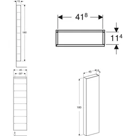 Geberit iCon Hochschrank 45 x 180 x 15 cm Sand-Grau Lackiert Hochglänzend Holz