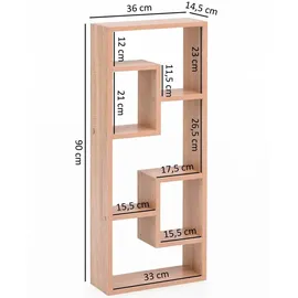 Wohnling Wandregal 36 x 90 x 14,5 cm Eiche
