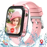 LITEYPP Smartwatch Kinder, 4G Kinder Smartwatch mit GPS und Telefon, Kinderuhr zum Telefonieren mit WiFi, SOS, Wecker, Schulmodus, Wasserdicht, Geschenke für Jungen Mädchen, Kinderuhr Mädchen(Rosa)