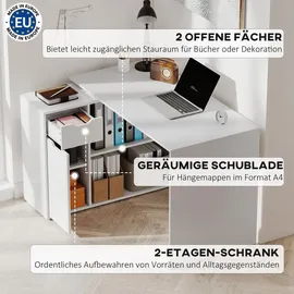 Homcom Eckschreibtisch 120 x 96 x 75 cm Weiß