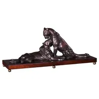 Casa Padrino Luxus Deko Bronzefiguren mit Holzsockel 2 Tiger