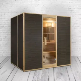 purehaven Infrarotsauna 160x210x200 cm für 6 Personen Saunaofen aus kanadisches Hemlock-Tannenholz Thermometer Schöpfkelle Saunasteine