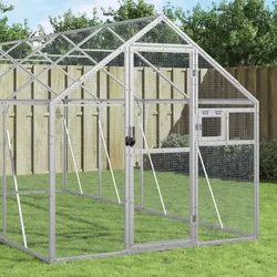 Voliere Silbern 1,79x6x1,85 m Aluminium