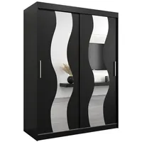Abiks möbel MÖBEL Kryspol Schwebetürenschrank, Schwarz, Kunststoff, Nachbildung, 5
