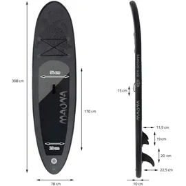 ECD Germany SUP Board Stand Up Paddle Board 308 x 78 x 10 cm schwarz