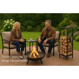 TRIZERATOP Kaminholzregal Pulverbeschichteter Stahl 34 x 34 x 111 cm Schwarz