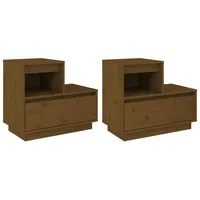 VidaXL Nachttische 2 Stk. Honigbraun 60x34x51 cm Massivholz Kiefer