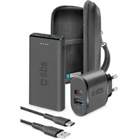 SBS Always on Charge KIT (10000 mAh), Powerbank, Schwarz