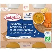 Babybio MAÏS DOUX D'AQUITAINE PATATE DOUCE DE NOS RÉGIONS QUINOA DU CENTRE-VAL LOIRE dès 8 mois Aliment 400 g