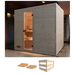 Sauna WEKA "Valida 4", beige (natur), ohne Ofen, (ohne Ofen), Saunen, ohne Ofen