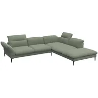 FLEXLUX Ecksofa Salino, Funktionssofa mit Ottomane, Relaxsofa, Ecksofa, Sofa mit Arm- und Kopfteil-Verstellungen, Kaltschaum & Stahl-Wellen grün