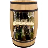 weeco Minibar Schränk LED Rustikal Bartisch mit Holz 82cm Fass Vintage deko Hausbar Gin Whisky Bier - Weinfass Stehtisch Holzfass für Gläser und Flaschen - Wine Rack Geschenk für Mann