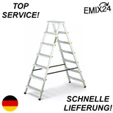 Doppelleiter 2x7 Aluleiter Trittleiter Zweiseitige Klappbar mit 7 Stufen PRO