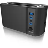 Arendo Frukost 4-Scheiben Toaster stufenlos einstellbarer Bräunungsgrad Schwarz
