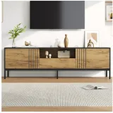 Okwish Eiche TV-Schrank Lowboard 170x35x50 cm Schwarz/MDF