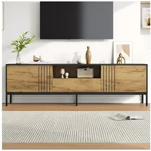 Okwish Eiche TV-Schrank Lowboard 170x35x50 cm Schwarz/MDF