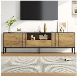 Okwish Eiche TV-Schrank Lowboard 170x35x50 cm Schwarz/MDF