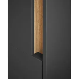 furn.design Center Hochschrank 34 x 200 cm Grau/Eiche Wotan Holz