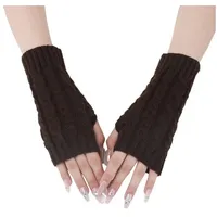 Torcarvh Strickhandschuhe 1 Paar Halb Fingerlose Handschuhe, Damen Gestrickte Pulswärmer Winter Armstulpen Warm Lange Mädchen Handschuhe Handstulpen Winter