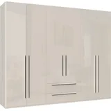 PLACES OF STYLE Kleiderschrank PLACES OF STYLE "Piano, UV lackiert, hochglänzend in beige oder weiß, FSC-zertifiziert", beige (beige hochglanz), B:272cm H:224cm T:56cm, Spanplatte, Schränke, Kleiderschrank Drehtürenschrank, in vielen Breiten, Höhe 224cm, mit Soft-Close