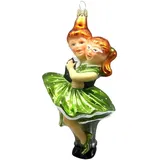 Thüringer Glasdesign Christbaumschmuck Tanzpaar Petticoat 15cm (1-tlg), mundgeblasen, handbemalt grün