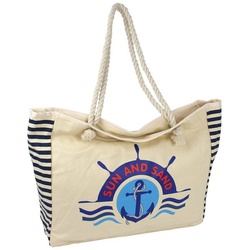 Miss Beach Strandtasche Große Badetasche, Beach Bag, Saunatasche, maritim beige