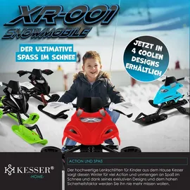 Kesser KESSER® Lenkschlitten mit 2 Fußbremsen Automatisches Zugseil Federung Kufenlenkung Bob Kinderschlitten Rodel Schlitten Skiboblenkschlitten