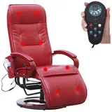 berlinlodge Massagesessel Athene Leder 69 x 118 x 143 cm Rot drehbar mit Massagefunktion