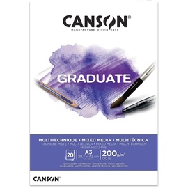 Canson Graduate Mixed Media Papier Block, DIN A3, 20 Blatt,